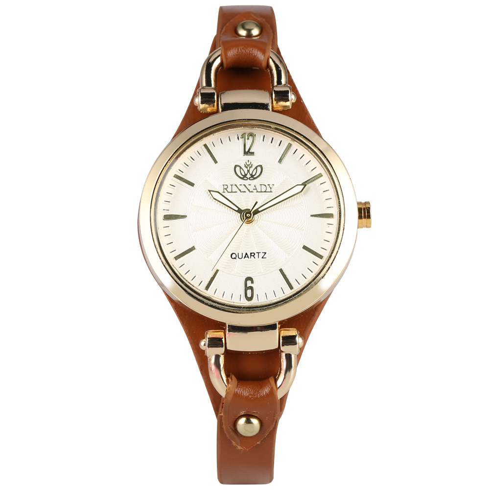 Orologio da donna alla moda, elegante orologio al quarzo in pelle, cinturino sottile, quadrante semplice da donna_voghion.com