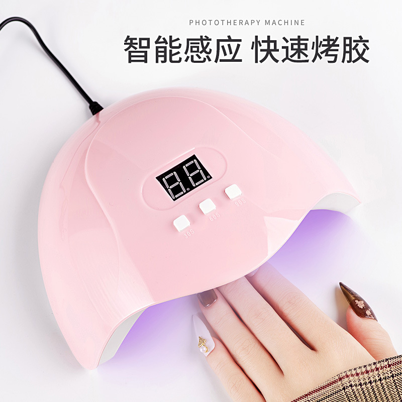 54W máquina de terapia de luz de uñas mini lámpara de secado rápido de esmalte de uñas máquina de secado de esmalte de uñas lámpara doméstica no mano negra