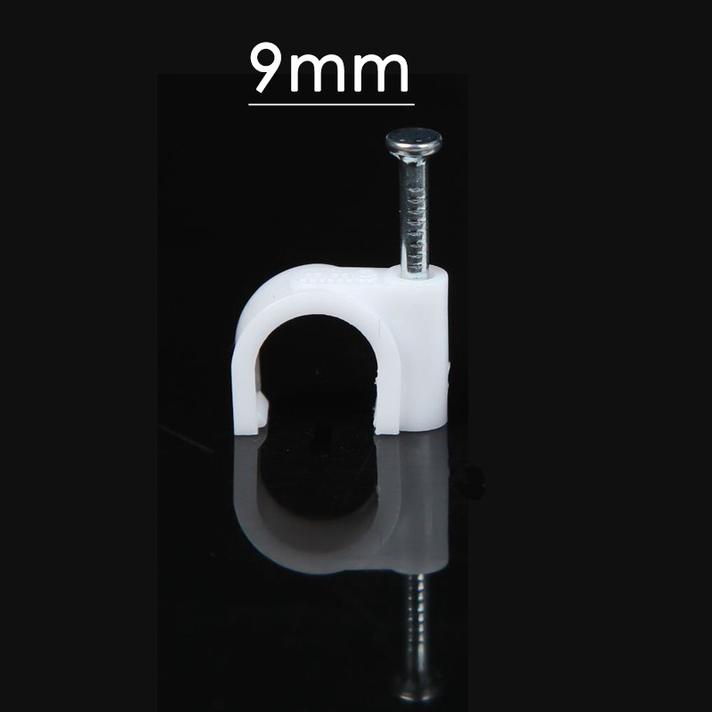 厂家批发塑料钢钉线卡圆形 9mm 一盒装100只