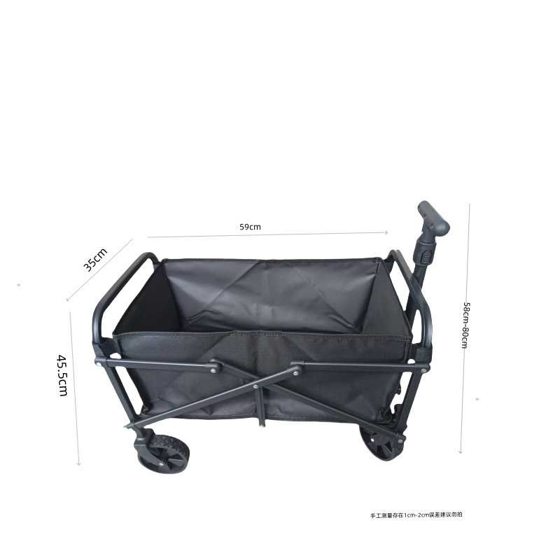 Carrito Plegable de Campamento de Metal con Mango Telescópico para Camping y Exteriores