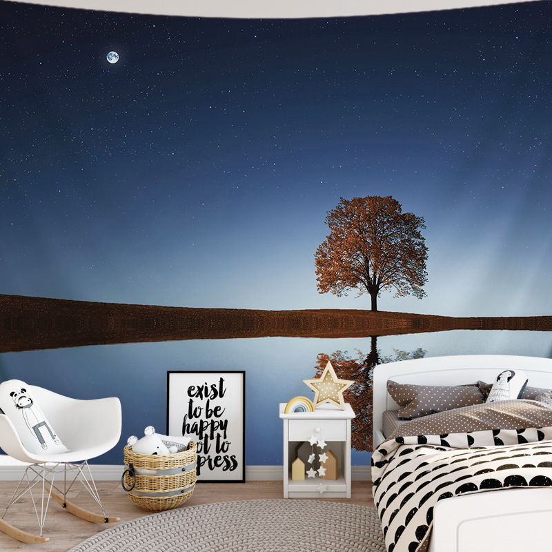 夜晚星空森林/街头涂鸦/欧美风尚十美缎挂毯可一件代发跨境分销