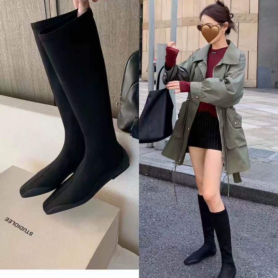 В наличии: модные, стильные, элегантные ботильоны с квадратным носком, закрывающие ноги, утягивающие ботинки средней длины для женщин.