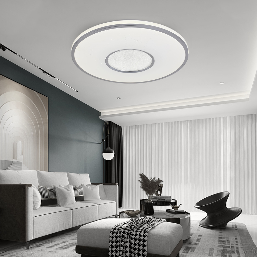 現(xiàn)代簡約LED吸頂燈智能遙控家用圓形撒沙三色變光RGB臥室燈客廳燈