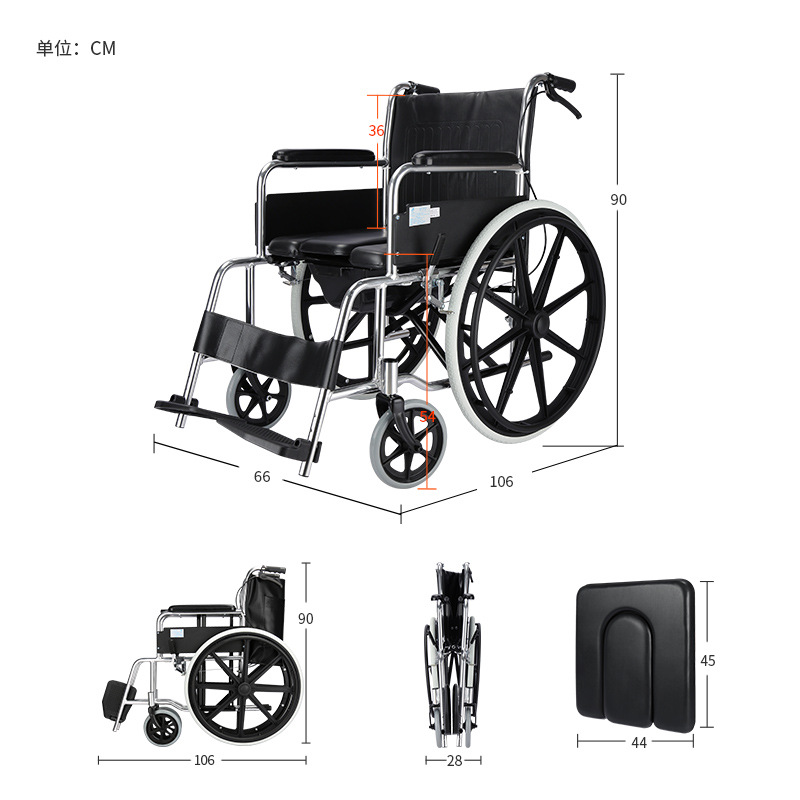 Aleación de aluminio de Zhengzhou para personas mayores con discapacidad carro de mano para silla de ruedas ligera de cuatro ruedas scooter plegable con freno de parada