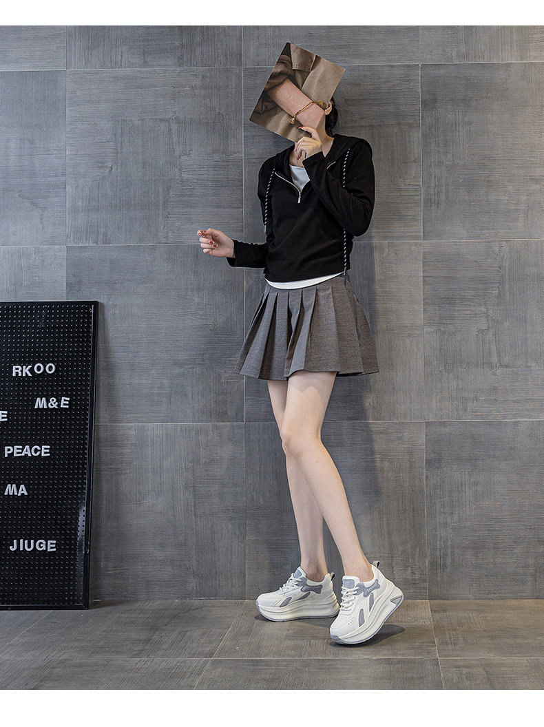 Giày sneaker nữ đế dày tăng chiều cao phong cách A-Gan mới thu đông 2025 — M2918 màu xám, M2918 màu vàng, M2918 màu xanh chi tiết 23