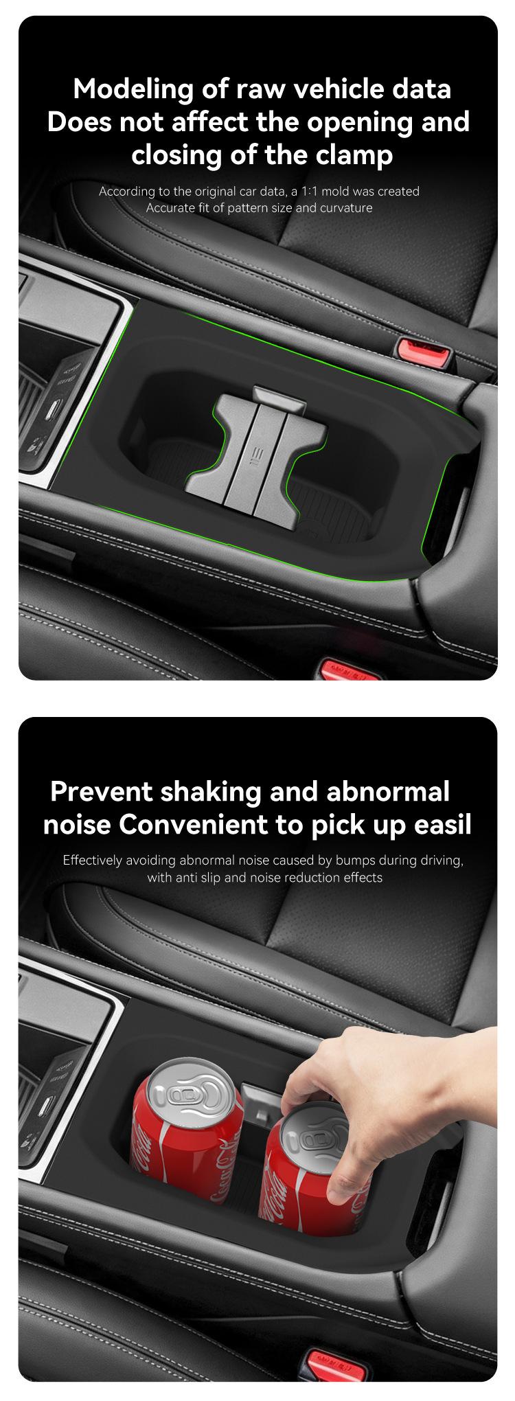 Suitable for 26 models of KICKES right-hand drive vehicles, central console cup holder silicone protective anti-slip mat, car-specific modification accessories