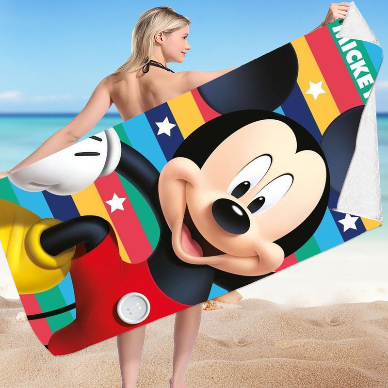 Mickey Minnie Series Beach Towel Microfiber Double-sided Fleece Beach Towel Swimming Bath Towel Varied Square Towel Beach Towel