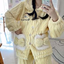 长毛提花绒系列-布丁狗睡衣女款珊瑚绒冬季保暖加厚家居服两件套