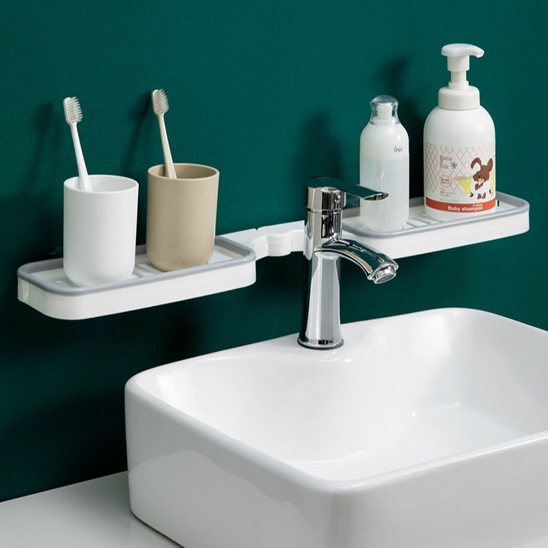 クリエイティブコーナー収納ラックパンチフリー壁掛け収納ラックバスルームトイレプラスチック洗面台折りたたみラック|undefined