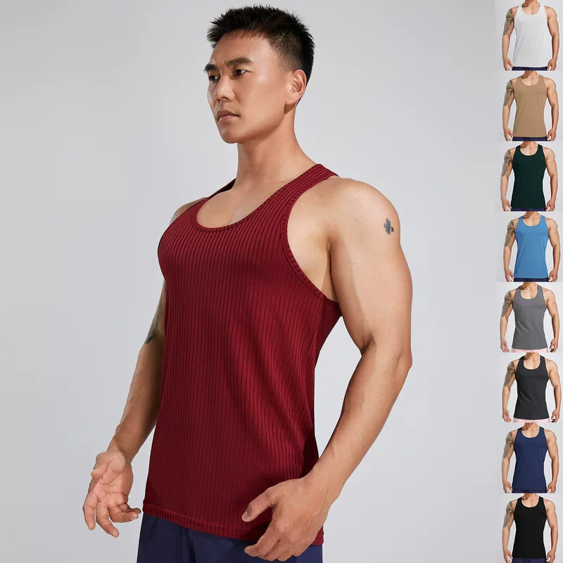 Летний вязаный спортивный жилет для зала для отдыха, футболка, Slim fit