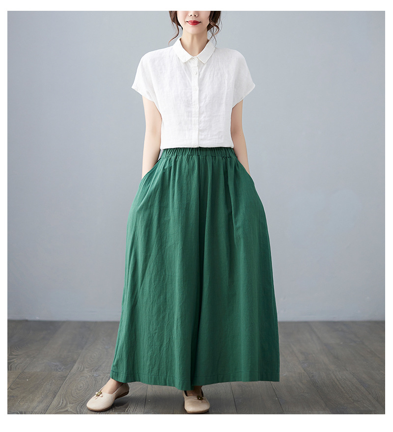 Solid Color Linen Wide-Leg Pants NSYF60881