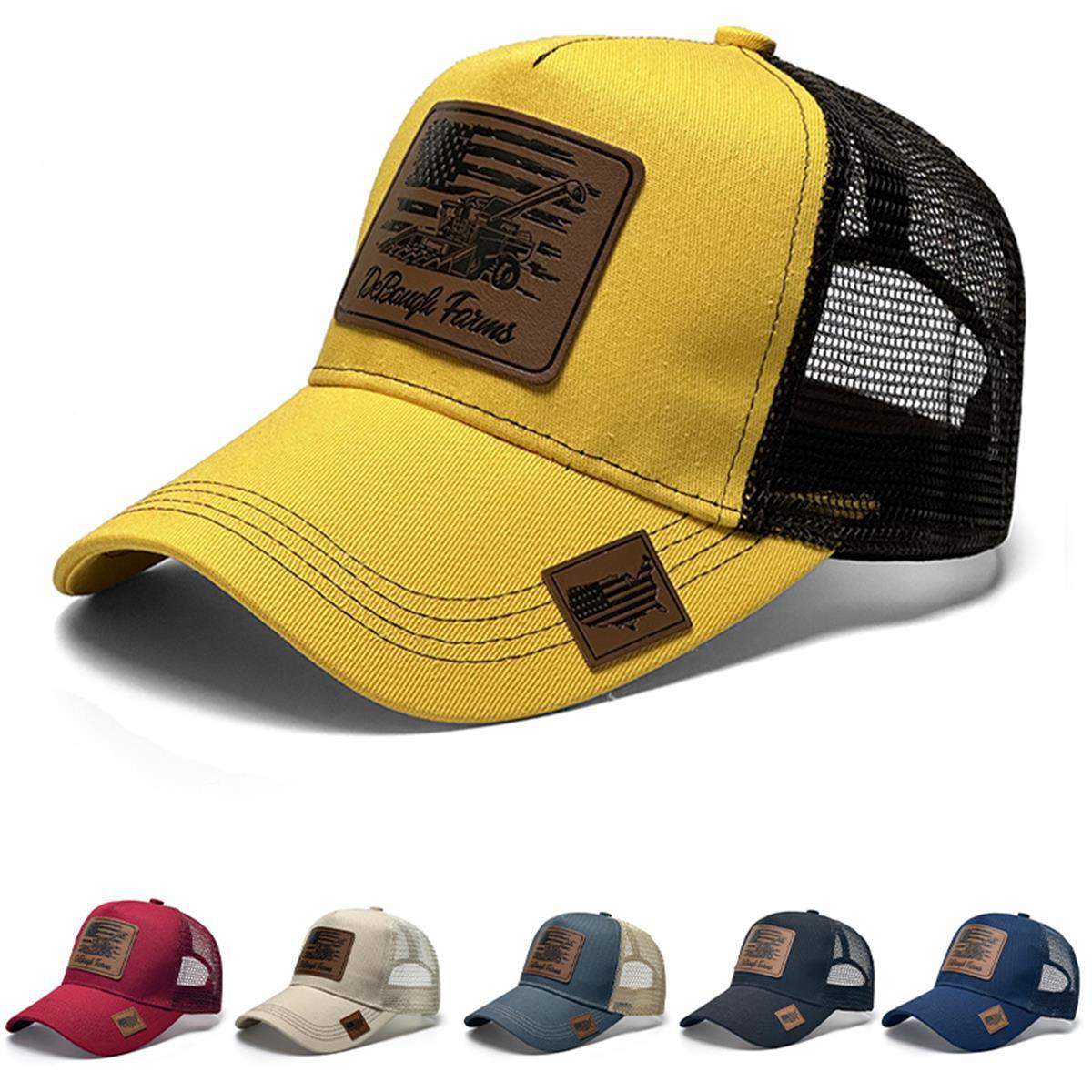 Tractor de granja transfronterizo bordado sombrero de malla de béisbol, estilo rural moda accesorios deportivos al aire libre