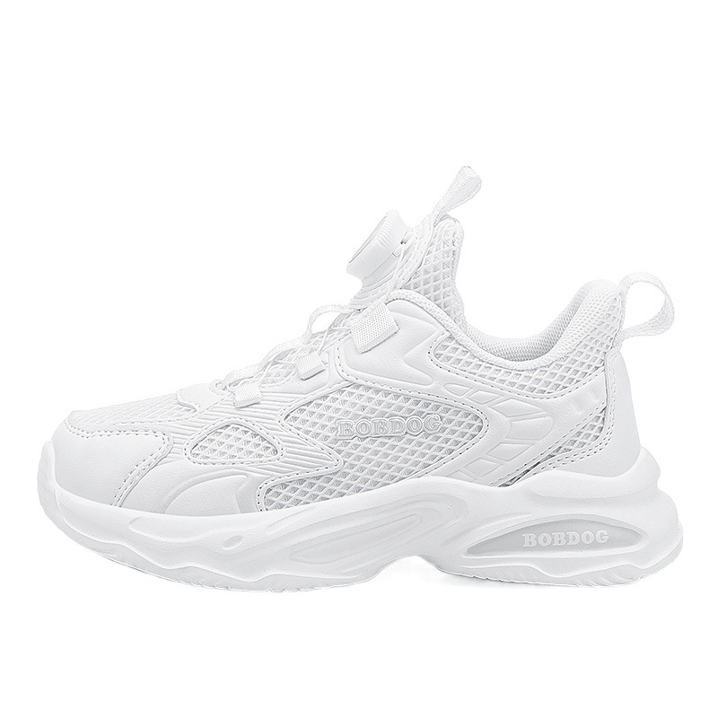 Babudou zapatos blancos para niños 2025 primavera y otoño nuevo estilo malla transpirable para niños grandes y niñas zapatillas blancas