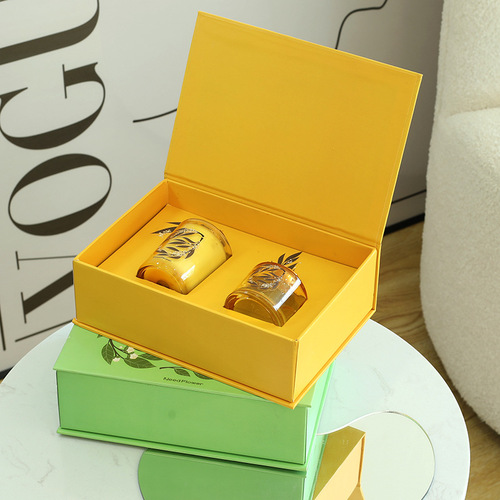 Scented Candle Set Gift, Hotel Scented Wood Lid Vine Rope Flameless Candle Oil