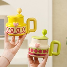 ins风设计感马克杯手绘爱心陶瓷喝水杯高颜值女生情侣伴手礼杯子