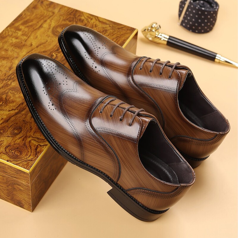 Nansheng Shoes Quality 5505 Imitation Wood Grain Brogue Japanese Style Square Toe Leather Shoes 2023 New Cross-Border Leather Shoes Nansheng Shoes Quality 5505 Imitation Wood Grain Brogue Japanese Style Square Toe Leather Shoes 2023 New Cross-Border Leather Shoes