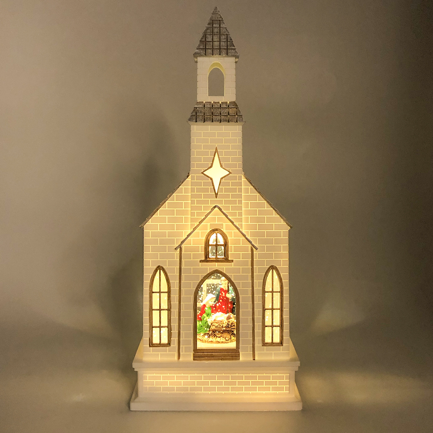 LED发光塑料水晶灯水球 圣子诞生内景教堂音乐盒圣诞节装饰品摆件