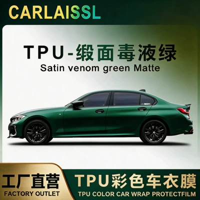CARLAISSL TPU Satin Venom Green Color Change Film PPF Colored Car Wrap Paint Protection Film High Anti-Stain Coating (Auto Color Change Film)