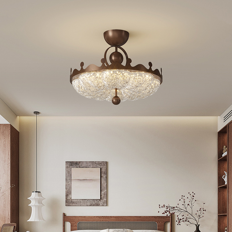 lámpara de dormitorio de oro de corona medieval lámpara de techo francesa retro lámpara de dormitorio principal lámpara de estudio vintage lámpara de princesa lámpara de habitación