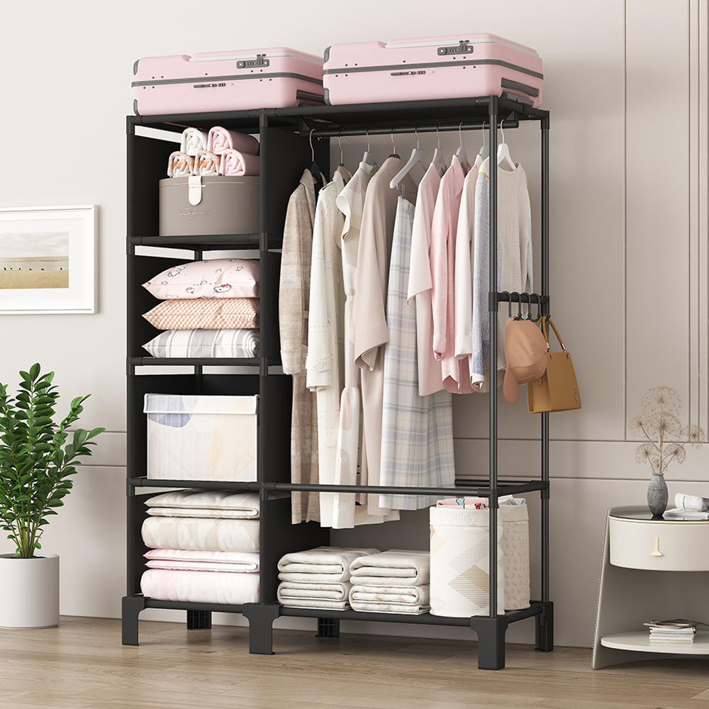 Simple Wardrobe Floor-Standing Wardrobe Assembly Storage Clothes Hanger Household Clothes Storage Rack Rental House Coat Rack Wholesale