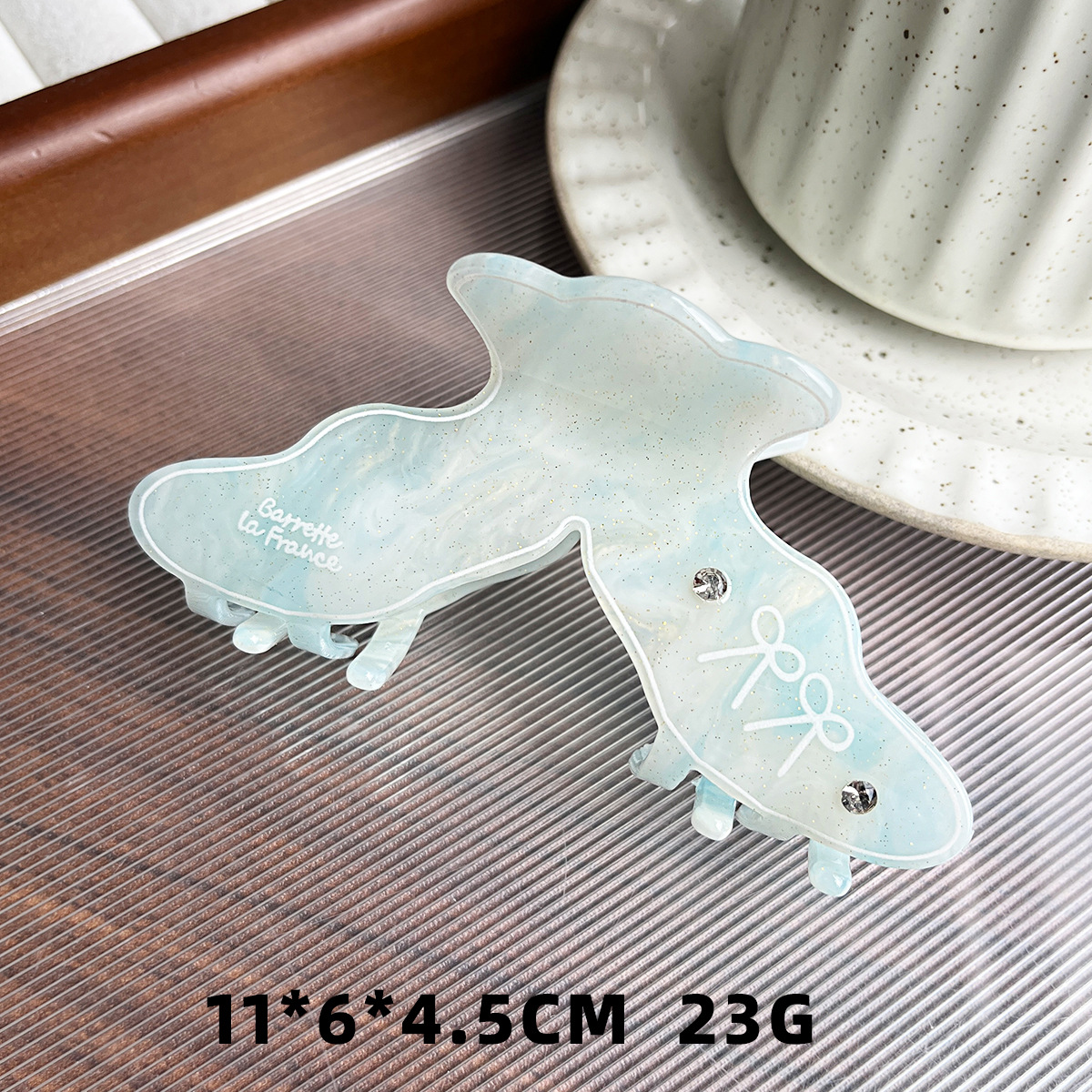 Nuevo tipo de clips de cola de pescado marino acrílico diamante dulce diseño clips de cabello de tiburón en la parte posterior