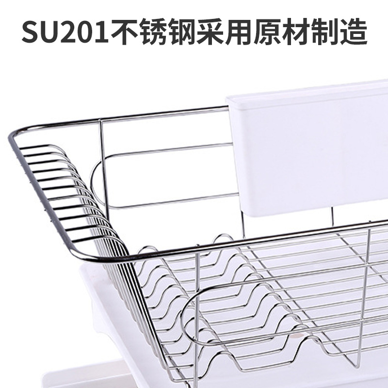 Estante de almacenamiento de cocina de acero inoxidable vajilla cuenco plato caja de almacenamiento estante de drenaje hogar de una sola capa estante de plato de doble capa