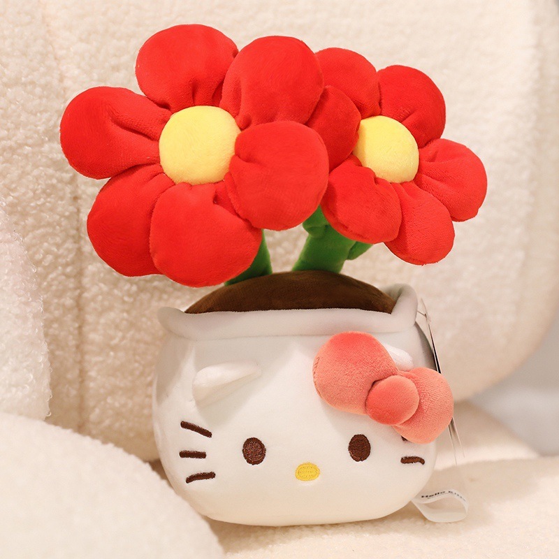 正規版ハローキティ盆栽サンリオkt猫ハローキティ花置物ぬいぐるみぬいぐるみ抱き枕|undefined