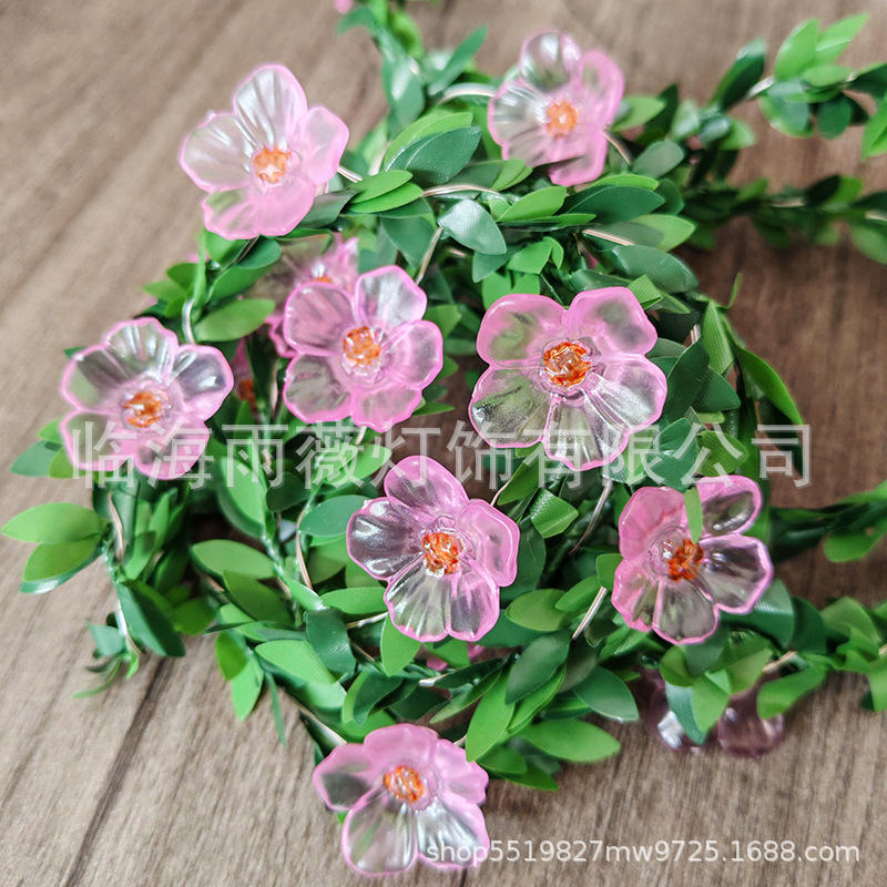 Lámpara de alambre de cobre LED Lámpara de flor rosa de cadena Decoración de patio al aire libre Cerezos en flor Lámpara de flor de durazno Lámpara de color Corazón de niña Lámpara de alambre de cobre Lámpara de alambre de cobre