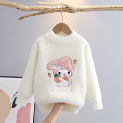 兒童毛衣秋冬裝套頭女童水貂絨圓領針織毛絨女寶寶女孩中小童批發