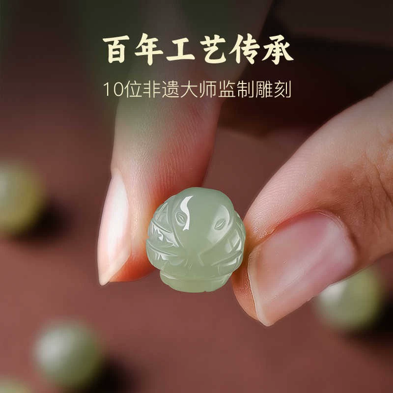 Три в одном Нефритовые бусины зодиака Hetian Свободные бусины Год змеи Год коня Браслет «Три в одном» Браслет