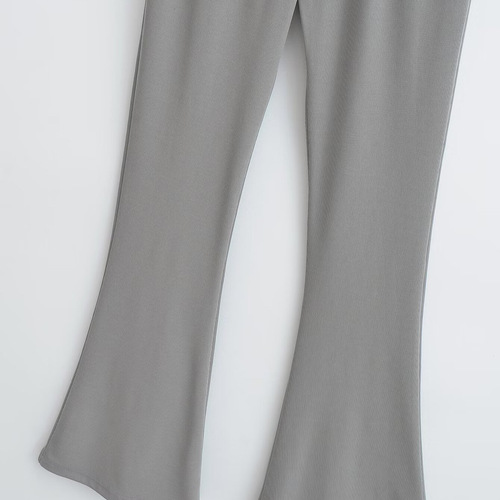 Cross-border women's clothing wholesale European and American style new women's clothing design shows slimmer, wide-leg pants, drawstring, leg-showing, long bell-bottom pants