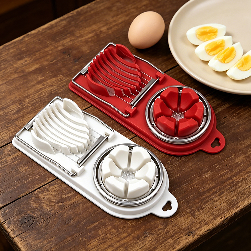 Multifunctional stainless steel egg slicer for kitchen use, two-in-one egg separator for soft-boiled and hard-boiled eggs