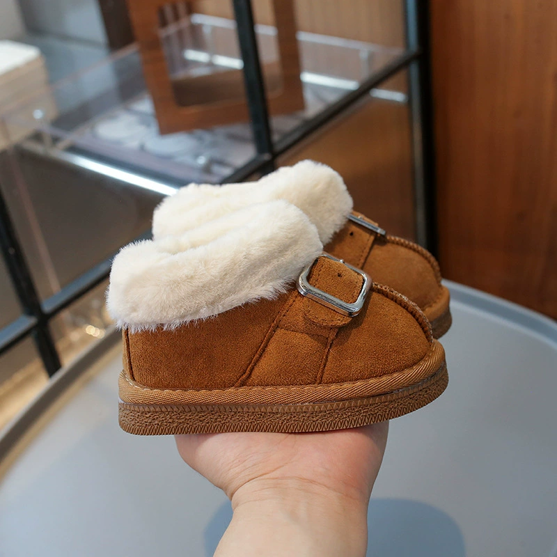 Плюс бархат носить снежные сапоги для девочек Birken хлопчатобумажные туфли 2024 новый зимний один педаль теплая шерстяные короткие сапоги