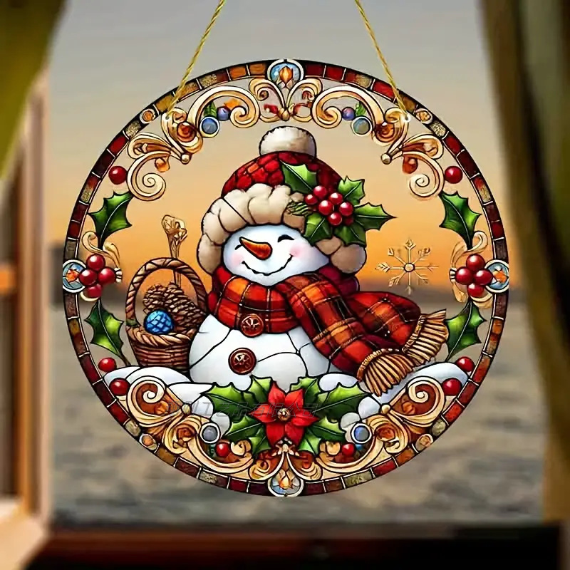 Fabricante de decoración de estilo de Navidad directa, Santa Claus, hombre de pan de jengibre y su casa de pan de jengibre decoración acrílica
