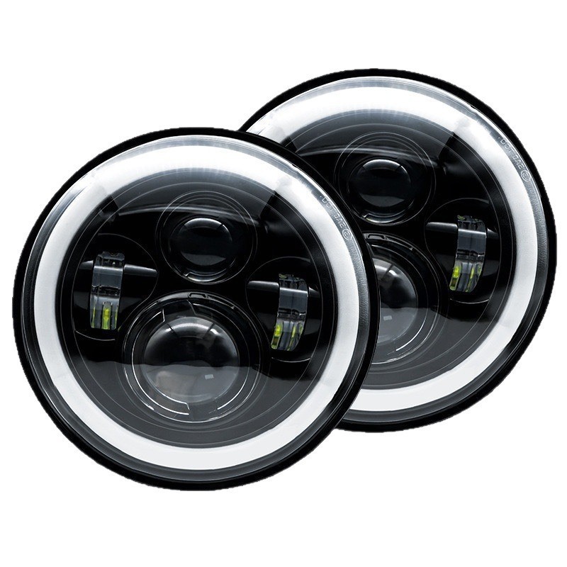 7 インチ 60 ワットハーレーラングラー 4 ビーズ修正オフロード車 LED ヘッドライトエンジェルアイヘッドライトオートバイヘッドライト|undefined