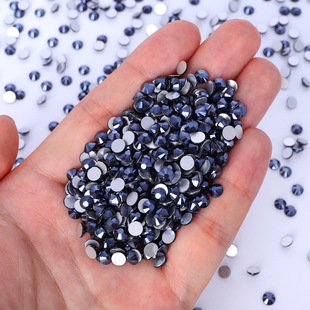 Cross-border wholesale mining black glass flat-bottomed rhinestone diy clothing accessories nail jewelry accessories