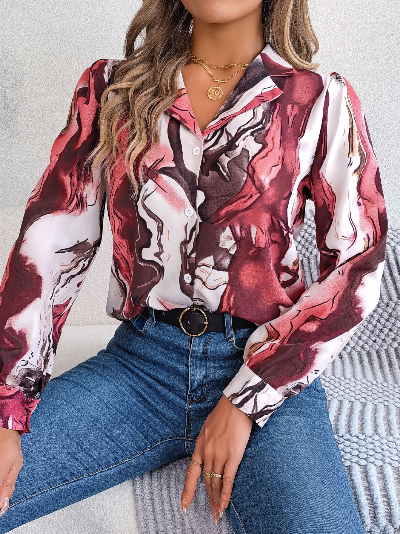 Women's Blouse Long Sleeve Blouses Printing Casual Printing display picture 6