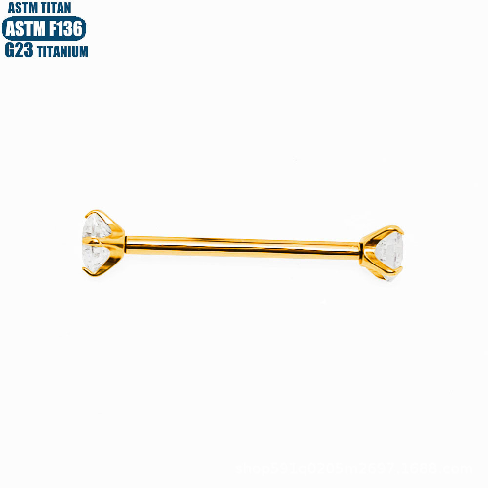 F136 Titanium Alloy Zircon Milk Nail Straight Rod Inner Spiral Body Piercing Jewelry Diaphragm Earrings detail image 10
