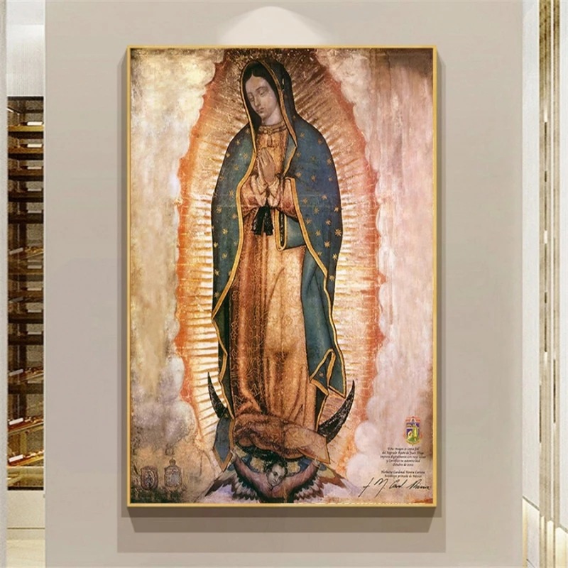 Lady Guadalupe Pintura al óleo lienzo mural póster mural arte dormitorio sala de estar decoración moderna