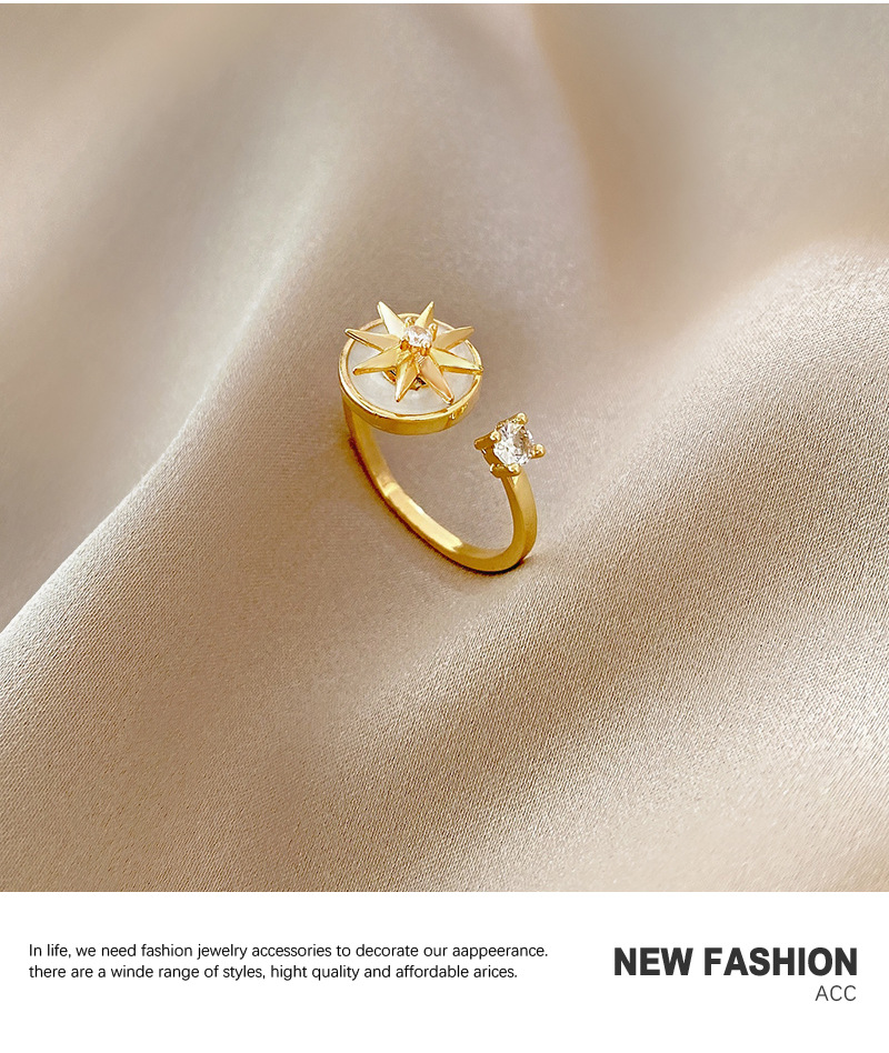 Fashion Star Copper Enamel Plating Inlay Zircon Open Ring 1 Piece