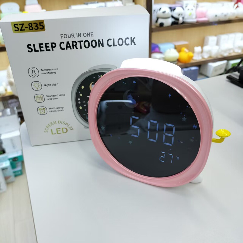 新しいカラースクリーン子供用目覚まし時計ベッドサイドナイトライト明るさ調整可能な充電式音声起動大画面寝室睡眠目覚まし時計ライト|undefined