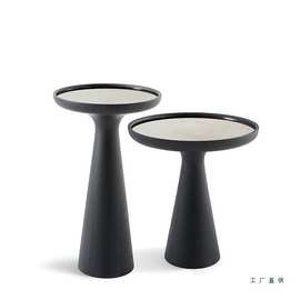 现货天然大理石台面圆茶几设计款客厅小圆边几圆形床头柜补