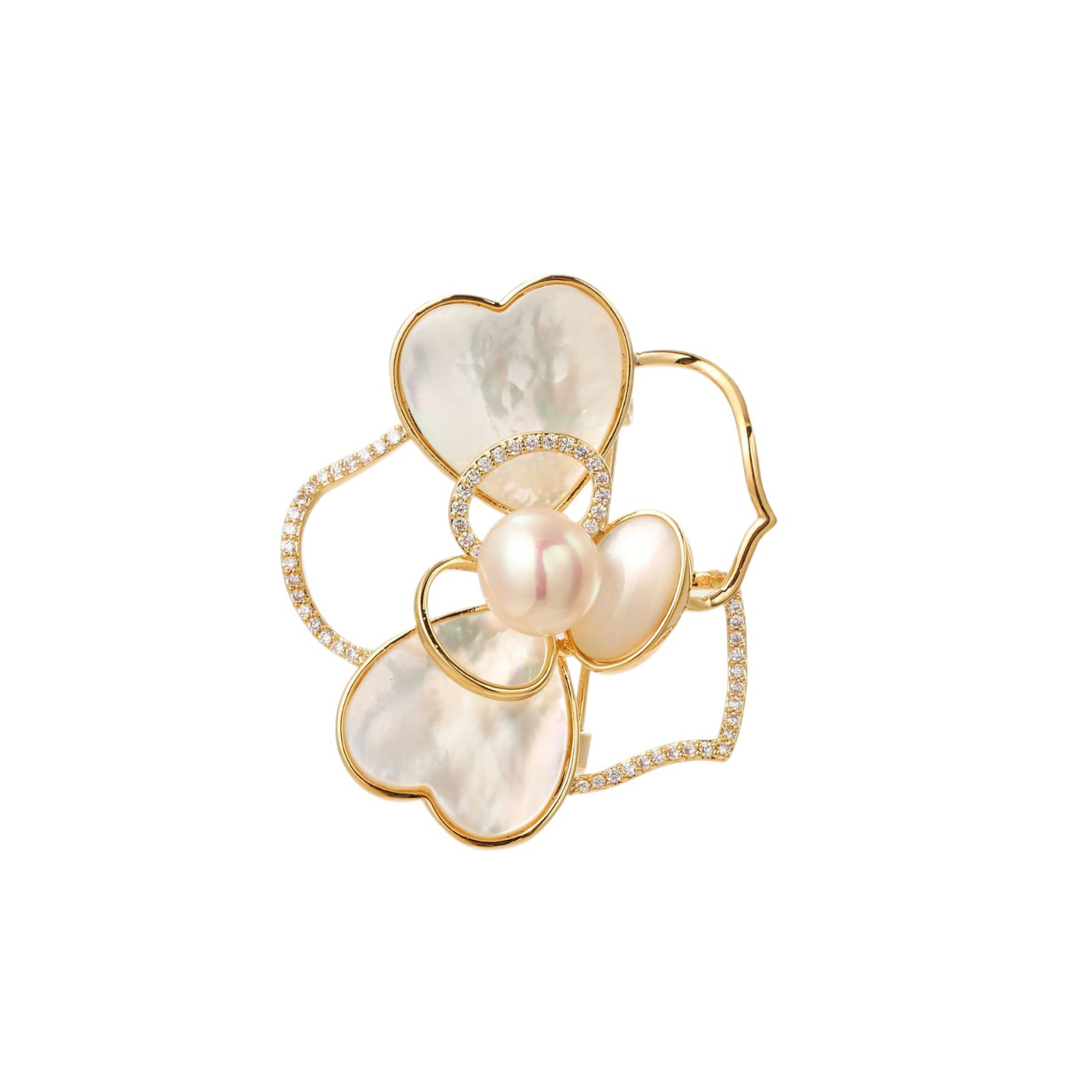 Elegante Schneeflocken Brosche Mit Zirkonia Und Perle Für Damen_voghion.com