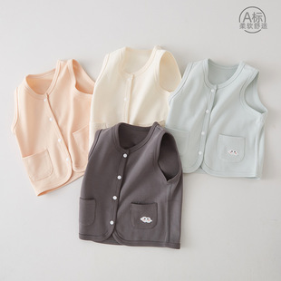 Baby's Vest Spring and Autumn Wear Cotton Shushed Velvet Thin Belly Protector for Newborns Baby's Waistcoat Vest Children's Pure Cotton Vest