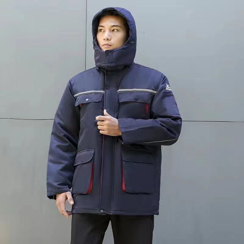 冬の作業服静電気防止綿服男性綿服は保温中長ガソリンスタンドの石化労働保護綿服を厚くしてカスタマイズした|undefined