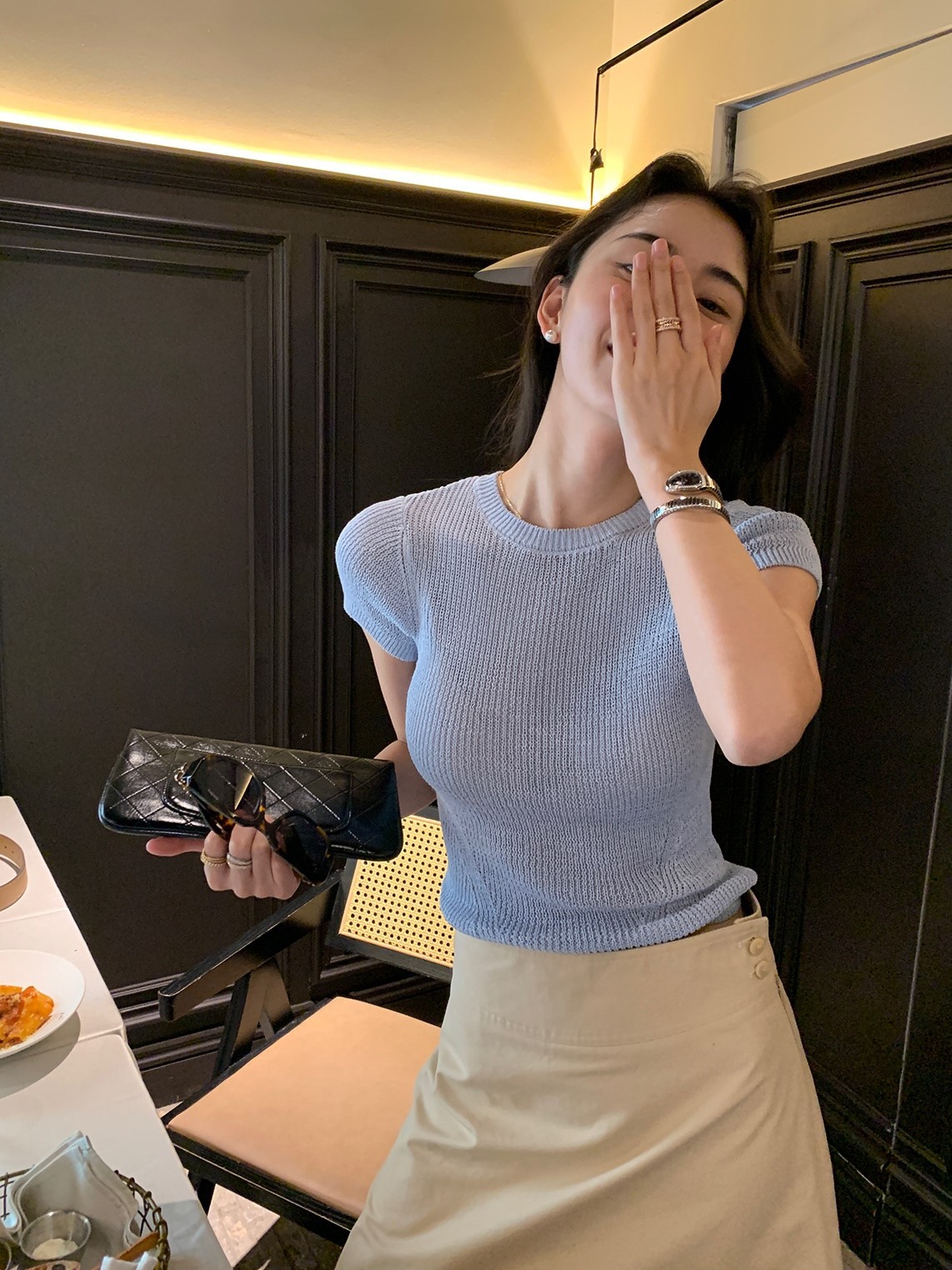 香港米服飾/ 再購入 アップグレード和紙糸 ソフトで香りの良いニットセーター レディース 夏の新作 おしゃれな半袖