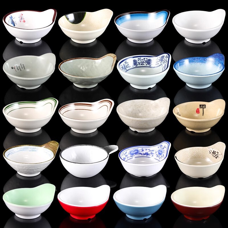 Melamine Dipping Sauce Bowl for Commercial Use, Creative Single-Handle Bowl for Hot Pot Restaurants, Buffet Restaurants, Sauce and Condiment Bowl, Dipping Dish