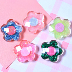 Glitter series plum five-petal flower diy cream mobile phone case photo frame headphone box accessories resin jewelry accessories