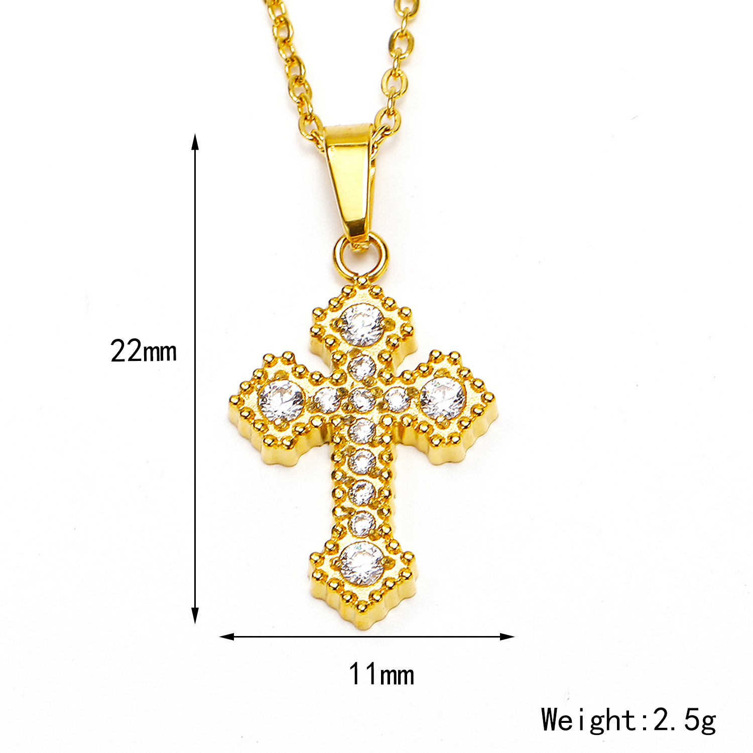 Titanium Steel Simple Style Cross Plating Inlay Zircon Pendant Necklace display picture 3