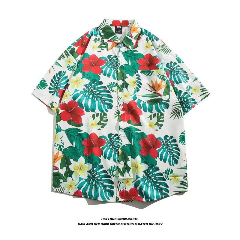 Camisa con botones de solapa suelta de manga larga de todo fósforo de la calle para hombres Venta caliente Flor colorida Impresión digital 3D